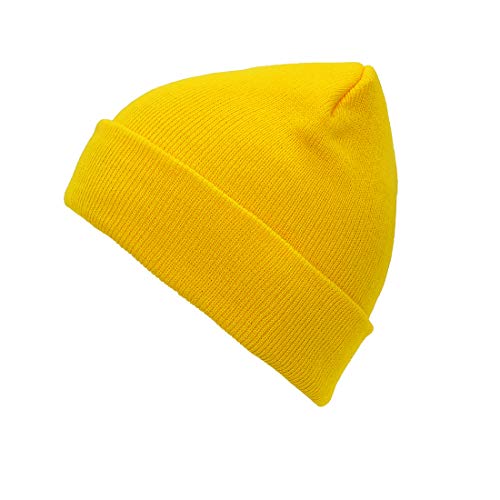 Durio Winter Beanie Mütze Wintermütze Herren Damen Unisex Strickmütze Laufmützen Einheitsgröße Gelb