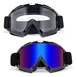 Yogrvner Dirt Bike Goggles 2Packs Motorcycle ATV UV Motocross Off Road Riding Helmet MX Goggles for Adult Youth Kids (black & clear)