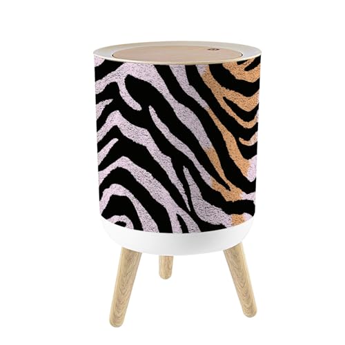 Caneca de basura pequeña con tapa texturizada cebra tigre