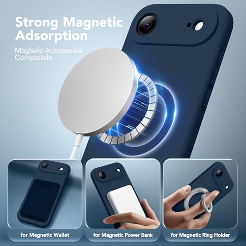 Image of Magnetic for iPhone Air Case, Compatible with MagSafe, [Full Camera Protection][Screen Protector] Silicone Shockproof Protective Phone Case for iPhone 17 Air 6.5 inch, Cobalt Blue