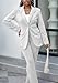Tcremisa Womens Fashion Pants Suit 2 Piece Business Outfits Pearls Long Sleeve Blazer and Slim Fit Pants Sets White