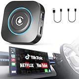 Wireless CarPlay Adapter 2025 AI Box, LAMVOSE Upgraded CarPlay & Android Auto, Built-in Neflix/YouTube, Support USB App Install, Screen Mirror, Plug & Play Magic Box for iOS/Android & Cars 2015+