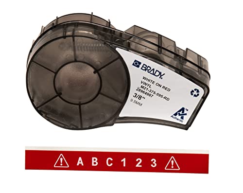 Image of Brady M21-375-595-RD BMP21 Tape B- 595 Indoor /Outdoor Vinyl Film Size: 3 /8 inch x 21' WHT /RED