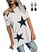 Produktbild BUOYDM Damen T Shirt One-Shoulder Kurzarm Sternchen Casual Sommer T-Shirt Oberteil Tops,Weiß,XXL