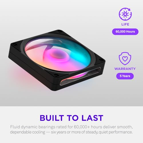 Image of NZXT F120 RGB - 120mm PWM RGB PC Case Fan, 8 LEDs - Black