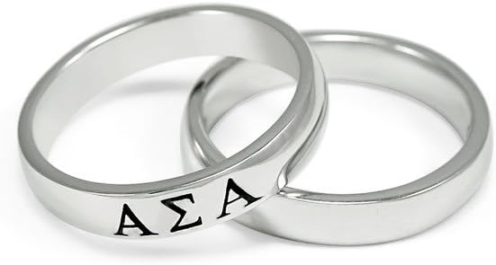The Collegiate Standard Alpha Sigma Alpha Sorority Sterling Silver Skinny Band Ring