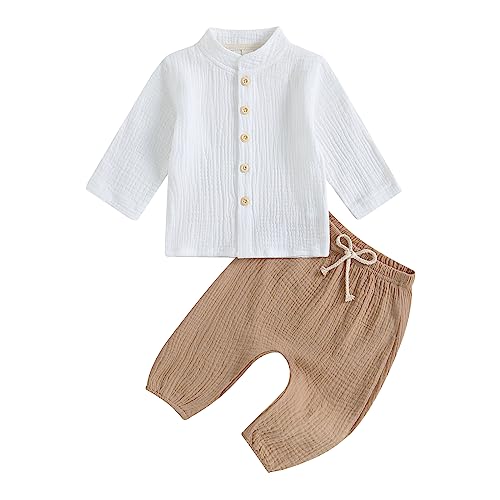 Yassiglia Baby Jungen Baumwolle-Leinen Zweiteiler Outfit Weiches Musselin...