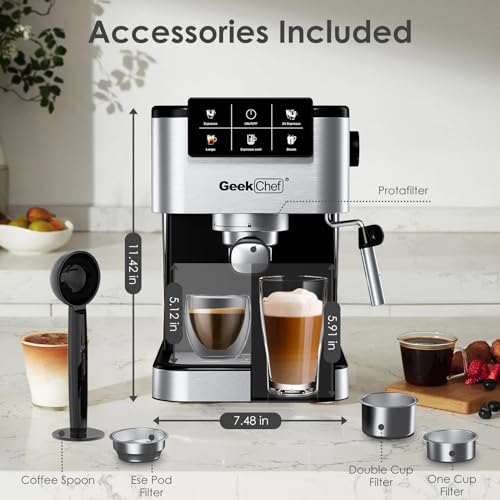 Geek Chef Espresso Machine, 20 Bar Espresso and Cappuccino Coffee Maker, Quick Heating Aut - image 8