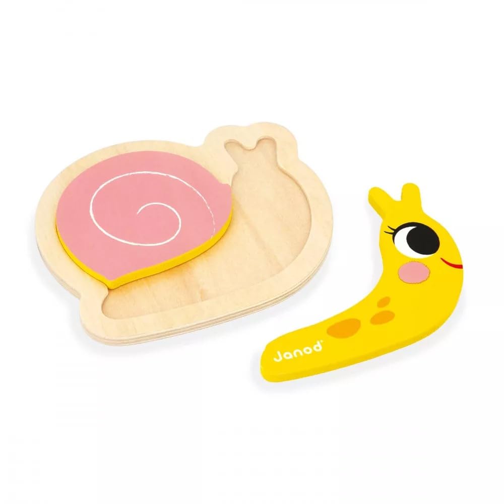 Janod - 4 Puzzle in Legno da 2 a 5 Pezzi - Puzzle Animali del Giardino - Giocattoli per Bambini - Giochi Educativi - Prima Infanzia - Dai 18 Mesi, J07116