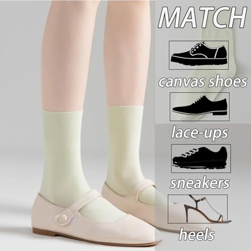 CHUNFO Womens Socks Crew Ankle Classic Basic Colorful Cotton Running Breathable Pregnancy Sock Size5-9.53