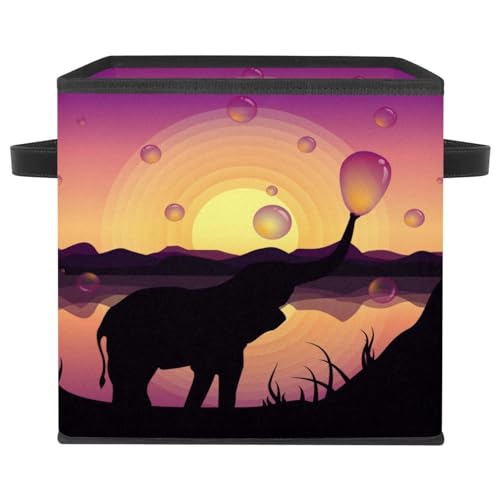 Boîte de rangement pliable éléphant mignon avec poignées solides - 2