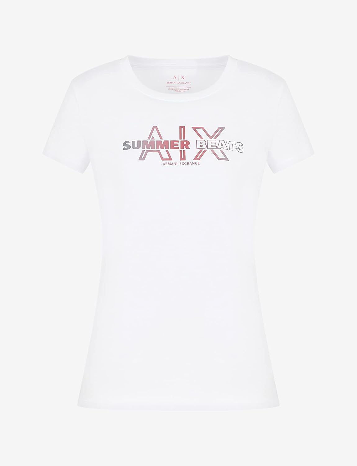 Armani Exchange Womens Crew Neck Reg Fit Summer Beats Tee - Image 4