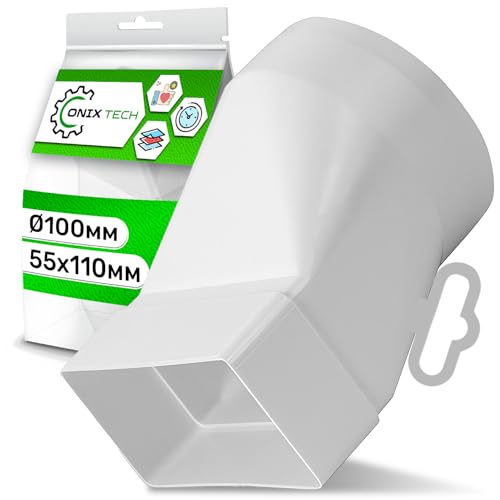 Adaptador Tubo Campana Extractora de Tubo Redondo Ø100 mm a Tubo Rectangular Ø55x110 mm para Conductos de Entrada de Aire - Garantía de 5 Años - ONIX TECH