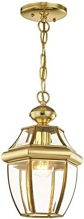 Livex Lighting 2152-02 Monterey 1-Light Outdoor Hanging Lantern, Polished Brass
