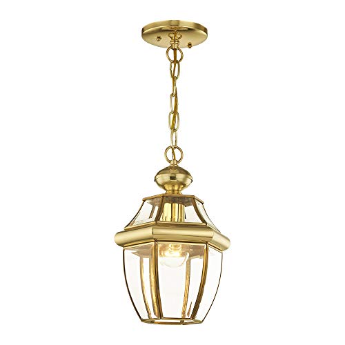 Livex Lighting 2152-02 Monterey 1-Light Outdoor Hanging Lantern, Polished Brass