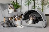 Bjird Hundebett & Hundehütte in einem - Hundehaus mit Dach für kleine und mittelgroße Hunde - Hundehöhle - Hundebox - Hundesofa - Bezug abnehmbar & waschbar - stabiles Hundekorb - 60x 47 cm