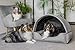 Bjird Hundebett & Hundehütte in einem - Hundehaus mit Dach für kleine und mittelgroße Hunde - Hundehöhle - Hundebox - Hundesofa - Bezug abnehmbar & waschbar - stabiles Hundekorb - 60x 47 cm