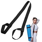 Yogamatte Tragegurt aus Baumwolle, Yogamatte Tragegurt Verstellbare Elastisch, Feststehender Yoga Gurt für Pilates für Alle Yogamatten Größen, Dehnen und Fitness, Schwarz (Matte nicht enthalten)
