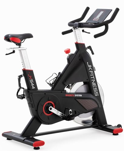 JK Fitness Bicicleta estática profesional de casa, resistencia manual micrométrica, conexión APP Zwift & Kinomap, pedales SPD, pantalla LCD, peso máximo 150 kg JK544