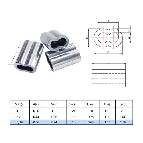 Higood Wire Rope Sleeve, For Wire Rope Dia. 5/16", Aluminum Alloy, Pk 25 #TOP2