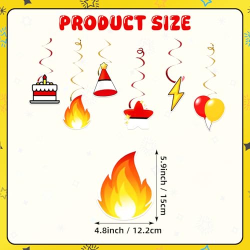Image of 12pcs Cartoon Animation Hanging Swirl Party Decoration,Party Decoration,Red White Yellow Party Swirls,Suitable for Pocket Party Decoration Supplies
