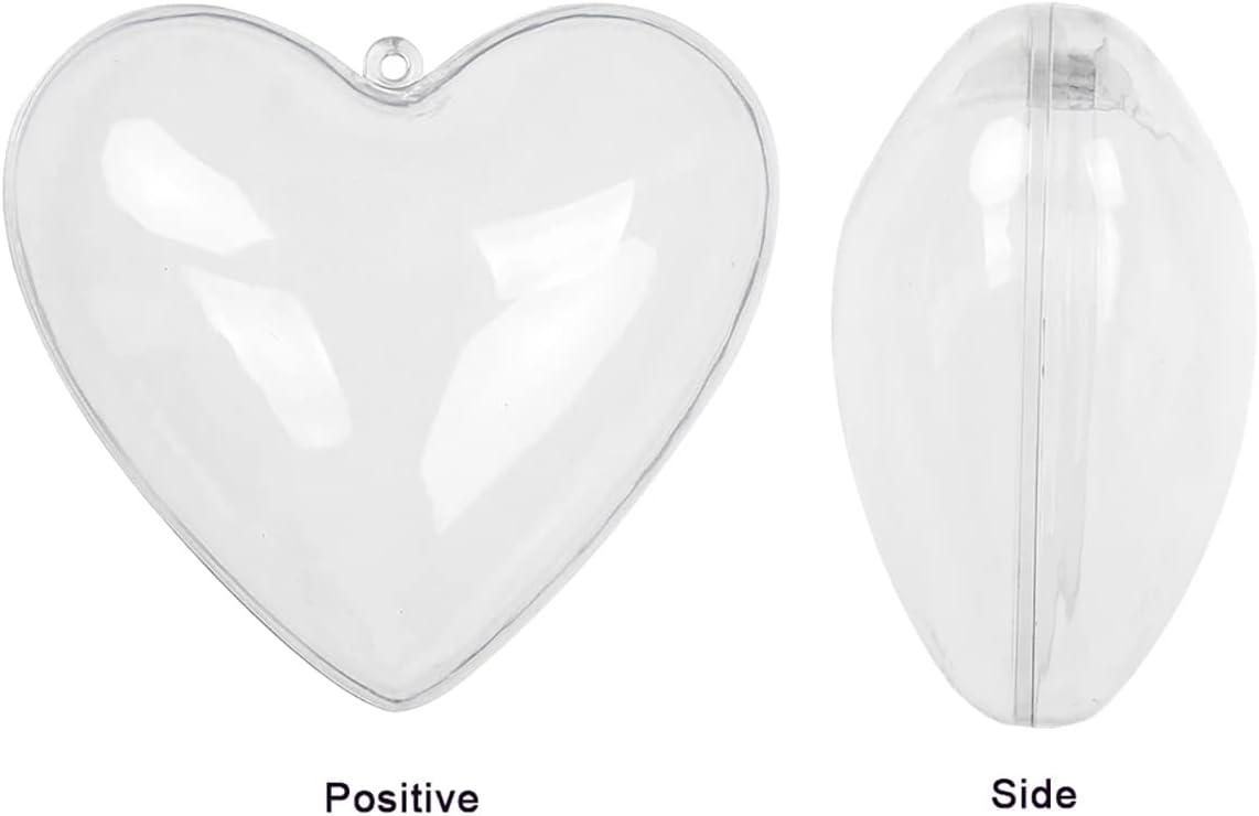 ECYC 20 Pcs 100mm Clear Plastic Fillable Heart Shaped Ornaments Ball, Christmas Tree Heart Shape Ball Hanging Ornaments Gift Box Decoration