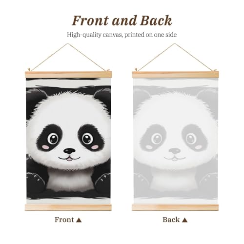 Toile panda noir et blanc prête à suspendre pour masquer un mur vide