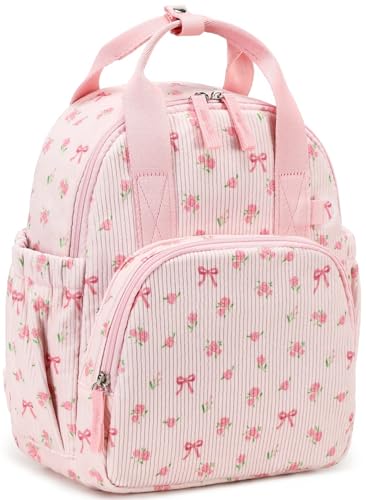Bluboon Mochila infantil para meninas e meninos 2 a 4 lindas mochilas de jardim de infância de 30,5 cm, bolsas infantis de creche, viagens escolares, Flor de laço rosa 212 - rosa, Toddler-12'h(not Fit