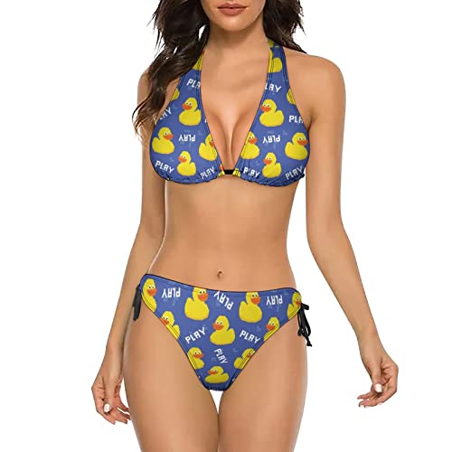 Women's Bikini Sets Cartoon Two Piece Halter String Triangle Swimsuit Swimwear Bathing Suit