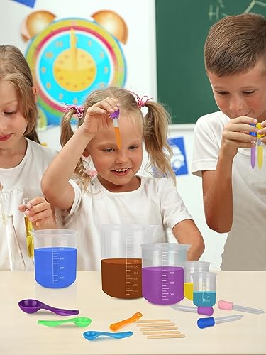 Furuising 25Pcs Plastic Measuring Cups with Spoons and Droppers, 7Pcs Heat Resistant Measuring Jugs, Labs Graduated Beakers Mixing Cups for Kitchen Science(1000ml 500ml 250ml 200ml 150ml 100ml 50ml) - Image 7