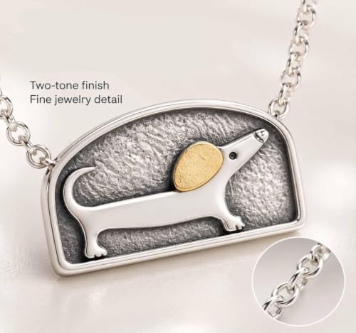 Collier pendentif teckel avec oreille mobile en argent fin pour femme - 4