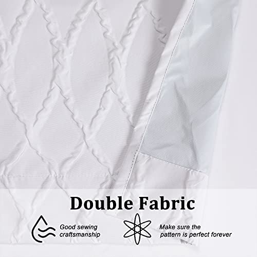 Simplebrand Windham 3D Embossed Short Blackout Curtains For Bedroom - Thermal Insulated & Light Blocking Grommet Window Curtains, Geometric Pattern Home Decor Draperies, 2 Panels, White, 52 X 45 Inch #TOP2