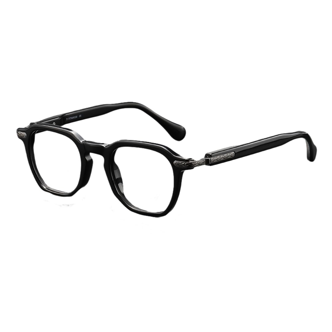 Okulary z oprawką z octanu tytanu, męskie, vintage, damskie (czarny pistolet)