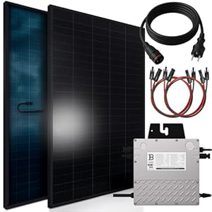 SUNNIVA 920W Balkonkraftwerk BIFAZIAL FULLBLACK komplett Steckdose Beny 800W Wechselrichter, PV Solaranlage, 2x 460W Glas-Glas Solarmodule, inkl. 5m Kabel, Komplettset Photovoltaikanlage 6 41D bW9ksqL. SL500 . SS300