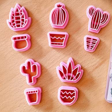 A1 3D Prints Polymer Clay Cutters, Cactus,Pot, Clay Earring Making Tools, DIY, Set of 10 Designs-picture-24