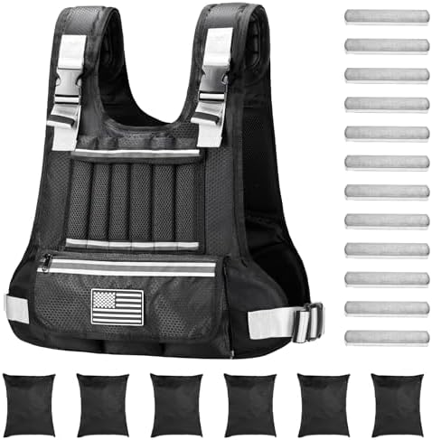 Weighted vest for men, 20lbs adjustable weighted vest with Reflective Strips, Comfortable Shoulder Pad Design, Workout Vest for Strength Training Running Walking