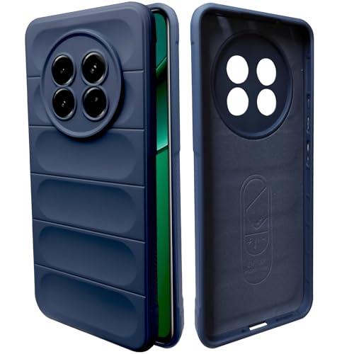 Image of A rtistque Liquid Silicone Stripes Back Cover Case for Realme Narzo 70x 5G / N65 / Realme 13 /12 / 12X 5G / C65 5G | with Camera Protection | with Inner Fabric | Anti Slip Grip | AirBag Case - Blue