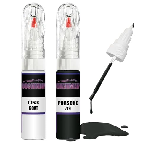 Para Porsche Schwarz 719 + kit de reparación de pintura de retoque de capa transparente