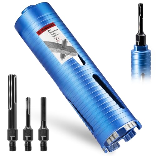 Image of 2 3 /4 inch Dry Core Drill Bit for Brick and Block with 3 Adapters Included: SDS Max, SDS Plus and 1 /2 inch Hex Shank, 5 /8 inch-11 Thread, 9.5 inch Drilling Depth for Concrete, Brick, Stucco,Masonry (2.75 inch)