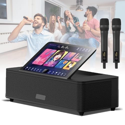 Máquina de karaoke, sistema de sonido de pantalla táctil de 14 pulgadas con 2 micrófonos inalámbricos, pantalla de letras, reproductor multimedia portátil, KTV/película/MP3/Bluetooth/grabación/salida