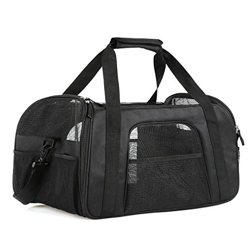 Barbieya - Bolsa de Transporte para Mascotas, Bolsa de Transporte Plegable para Perros y Mascotas, Color Negro (45 x 30 x 26 cm)