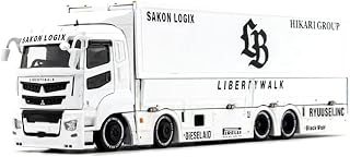 Diecast Model Car Compatible with GCD 1:64 Liberty Walk LB-Trucks Mitsubishi Fuso Super Great Transporter Sakon Logix (White) Limited Edition KS-073-301