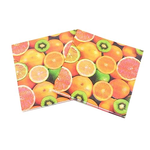LALAFINA 20 Peças De Material De Festa Toalhetes De Frutas Guardanapos De Frutas Guardanapos Impress
