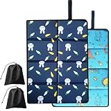 2 Stück Sitzkissen Outdoor Kinder,Oxford Wasserdicht Sitzunterlage mit niedlichen Dinosauriermuster Aufdruck und Aufbewahrungstasch,Faltbar Thermo Sitzkissen für Camping Unterwegs Wandern Stadion