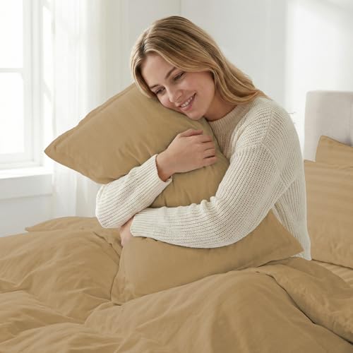 Image of LINENWALAS Cotton 300 TC Standard Size Pillow Cover | 2 cm Sateen Stripe Design | Cloud-Soft, Breathable & Skin-Safe | Oeko-TEX Certified Hotel-Style Bedding (18x28 inch, Set of 2, Beige)