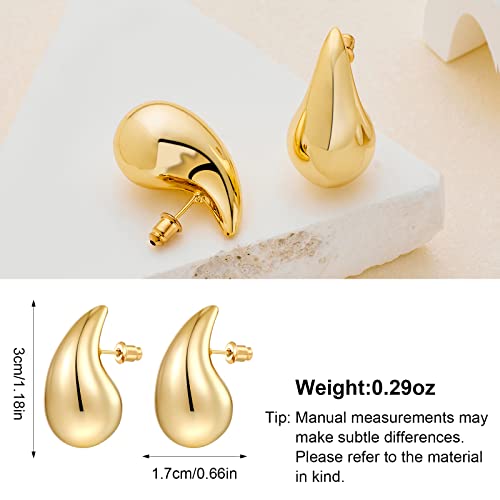 Muyan 14K Gold Chunky Waterdrop Earrings For Women Lightweight Hollow Teardrop Earrings Fashion Jewelry Gift #TOP4