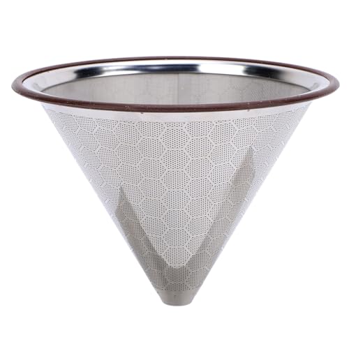 Pour Over Coffee Dripper, Stainless Steel Coffee Filter Paperless Reusable Metal Cone Coffee Filter with Rubber Loop