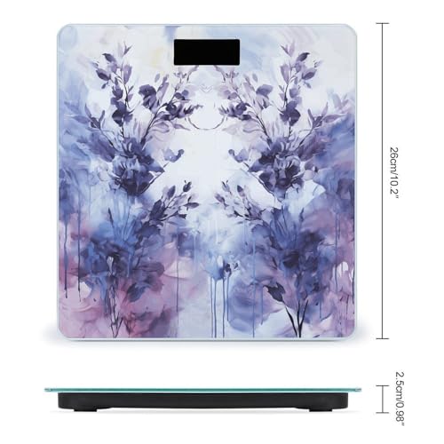 Báscula digital de baño con pintura abstracta lavanda miniatura 2