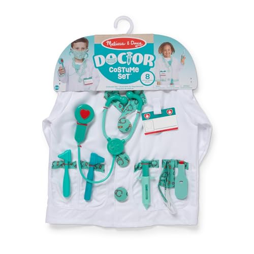 Melissa & Doug – zestaw z fartuchem lekarskim do zabawy w lekarza (zabawa z odgrywaniem roli, materiały wysokiej jakości, można prać w pralce, wys. 44,45 cm x szer. 60,96 cm x dł. 1,905 cm)