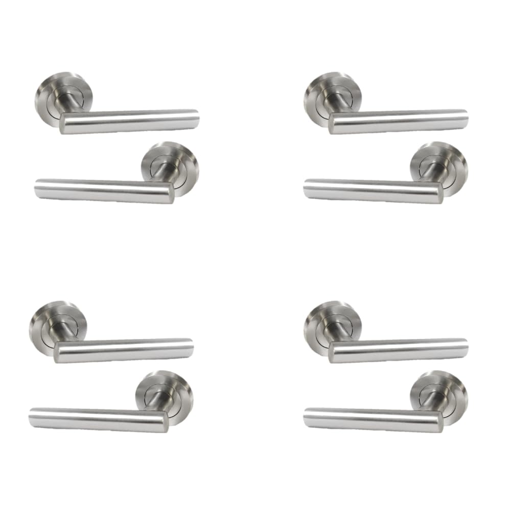 Epsom T-Bar Lever on Rose Door Handle – Satin Nickel, 123mm Lever, 52mm Rose – Pack of 4